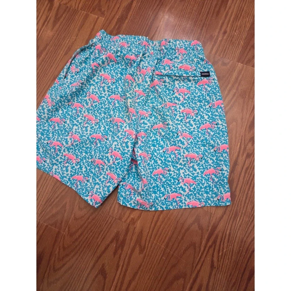Chubbies Mens Flamingo Print Swim Trunks Blue Pink Mesh‎ Lined 7 In Inseam Small